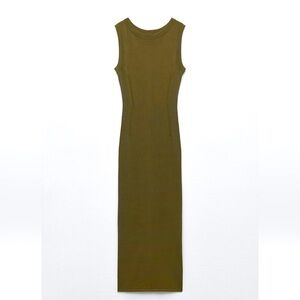 Zara Olive Knit Midi Dress.